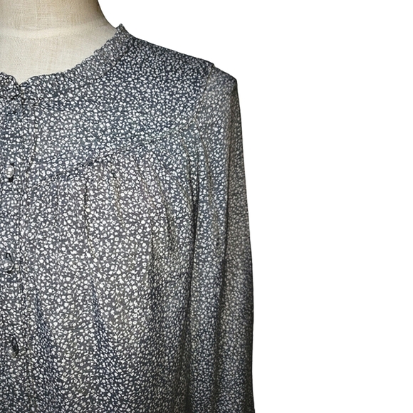 LC Lauren Conrad Oversized Ruffle Prarie Yoke Ditsy Floral Button Down Top XS - Picture 8 of 17